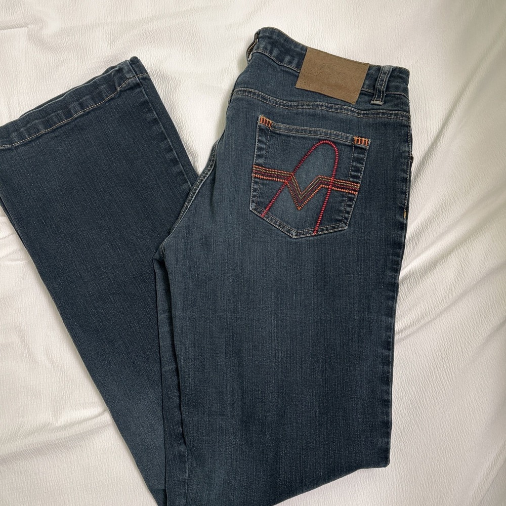 O'Neill Womens Dark Wash Bootcut Denim Jeans Embroidered Pockets Size 11/12